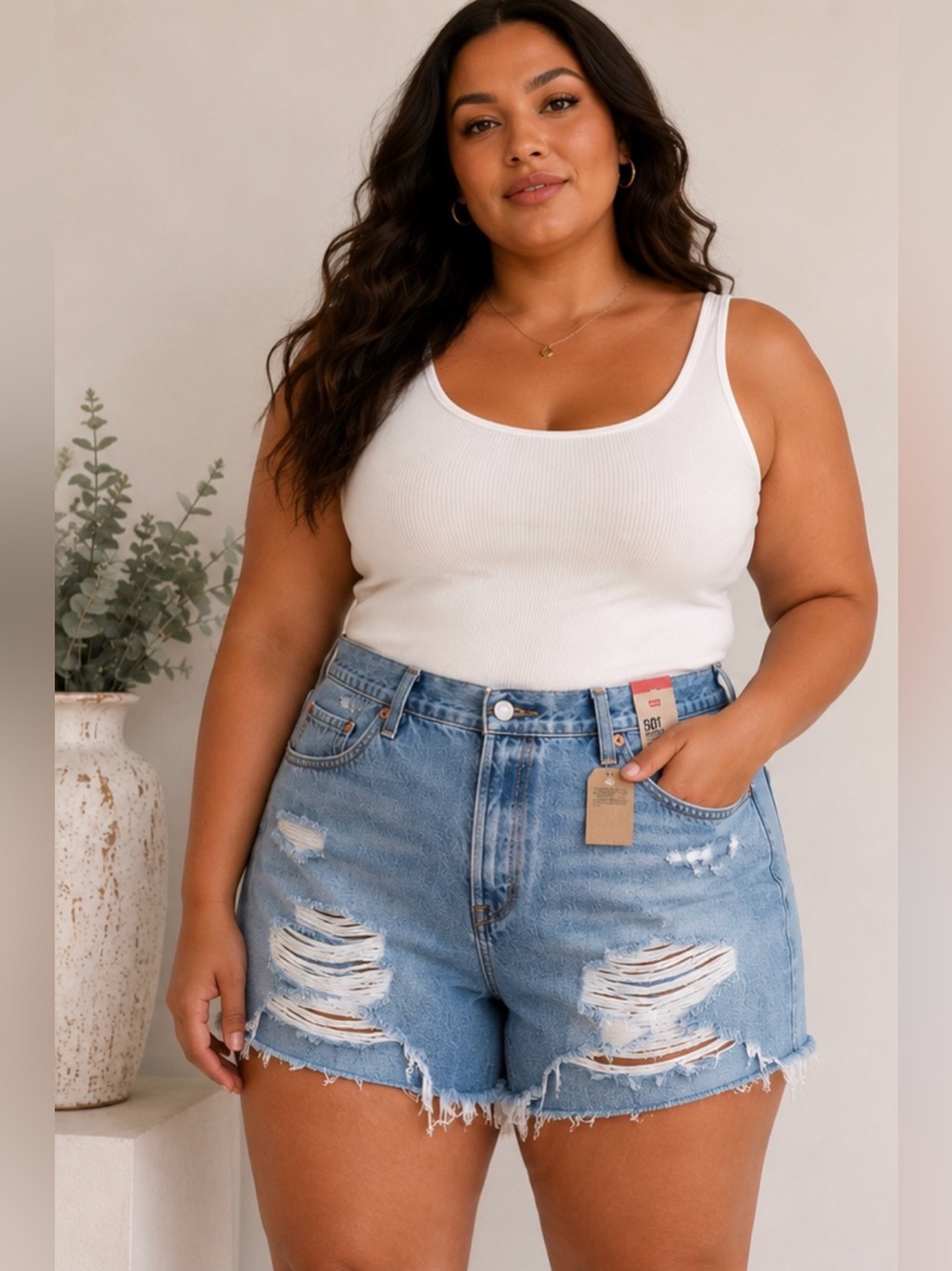 LEVI’S || Light Blue 501 High-Rise Denim Shorts. Sz. 22W
